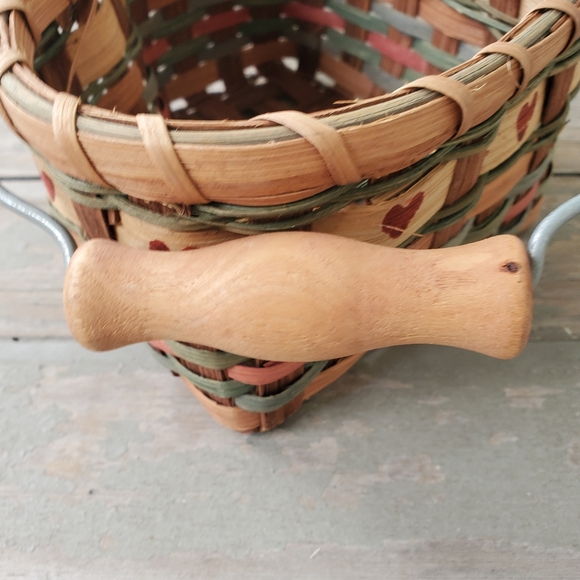 Wicker Basket 4"x6" Vintage Rattan Boho Raffia Straw Small Handle Cottagecore - Picture 8 of 12